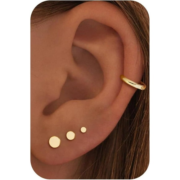 shiyou-Stud Earrings-14K Gold/White Gold Plated Earrings Stacks Bow Snake Butterfly Tiny Stud Earrings Set Cartilage Earrings Earrings for Women