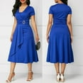 thumbnail image 5 of Dnzceghtig HEVIRGO Vestido de Fiesta A Media Pierna Ajustado con Cuello en V y Manga Corta para Mujer, Talla Grande, Negro XXL, 5 of 5