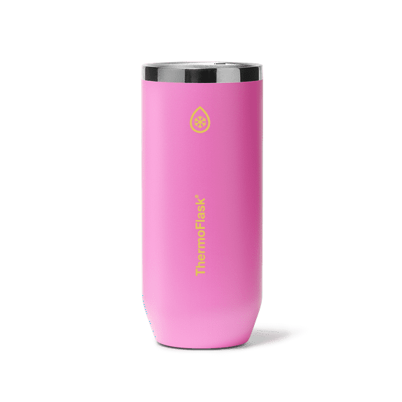 ThermoFlask 12 oz Slim Size 2-In-1 Insulated Can Cooler and Cup, Durable Stainless Steel, Non-Slip Base, Dishwasher Safe, Beverage Container, Shocking Pink