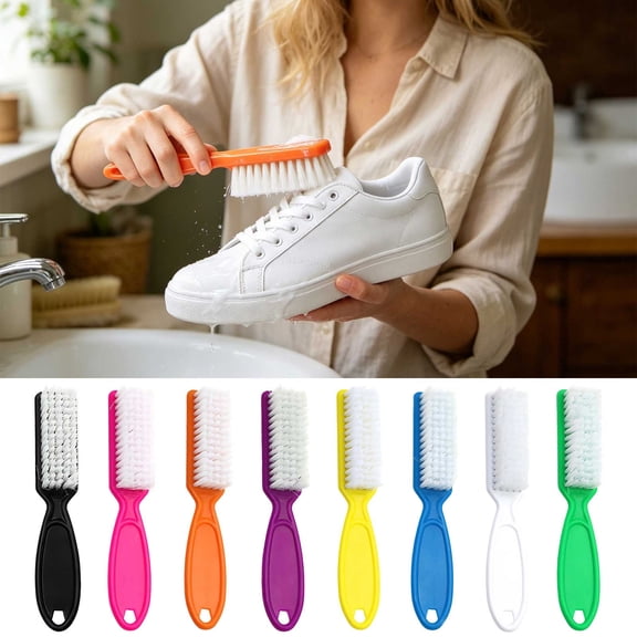 Shoe Cleaning Brush, Sneaker Shoe Cleaner Brush-Soft Bristle Cleaning Shoes Scrubber-Long Handle Shoe Scrubbing Brush-White Sneaker Cleaner Brush-Shoe Brushes for Cleaning, Red