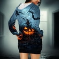 thumbnail image 4 of Taqqpue Halloween Print Hoodie Dress for Women Fashion Ghost Pumpkin Witch Mini Dresses Long Sleeve Outfit Cosplay Party Dress with Pockets, 4 of 7