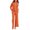 Orange, variant on Women's Autumn Winter 2-Piece Knitted Set - Hoodie Wide Leg Pants, Solid Color, Elastic Waist, One Size