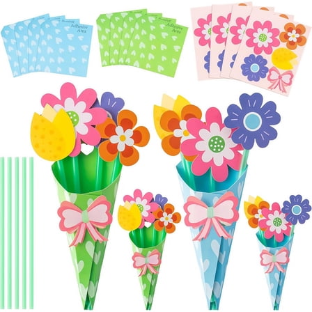 DIY Flower Straw Paper Bouquet Crafts Set 24 Pack For Party,Season Gifts