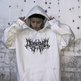 thumbnail image 6 of comerut Fall Winter Unisex Hoodie Drawstring Elastic Cuff Thorn Print Thick Fleece Patch Pocket Loose Long Sleeves Pullover Warm Top, 6 of 8