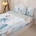 thumbnail image 3 of Homewish Cartoon Cute Seahorse Zipper Twin Comforter Sets with Fitted Sheet and 2 Pillowcases,Watercolor Coral Starfish Zipper Bedding Set For Girls Boys,Ocean Theme,Reversible,4 Pieces, 3 of 7
