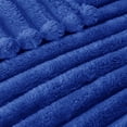 thumbnail image 4 of Exclusivo Mezcla Queen Size Flannel Fleece Blanket, Super Soft 3D Striped Jacquard Blanket for Bed, Lightweight Fuzzy Cozy Blankets, Cobalt Blue, 90"x90", 4 of 7