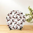 thumbnail image 6 of Balery Christmas Plaid Moose Print Bone China Decorative Plate Ceramic Dinner Plates Art Crafts with Display Stand-8in, 6 of 6