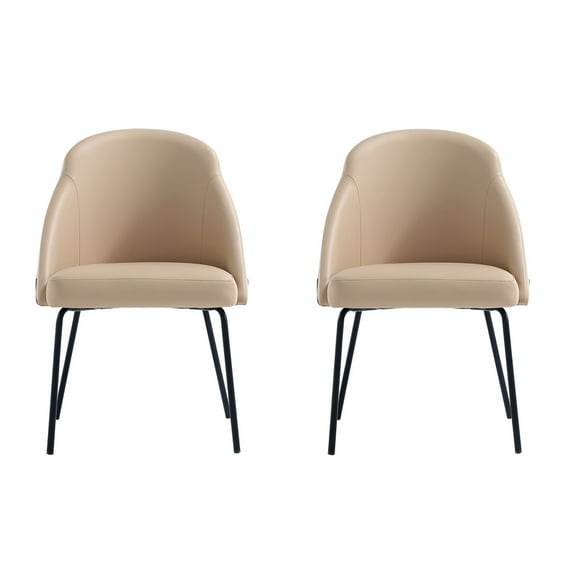 Gracie Tan and Black Leatherette Dining Chair with Steel Legs - Set of 2