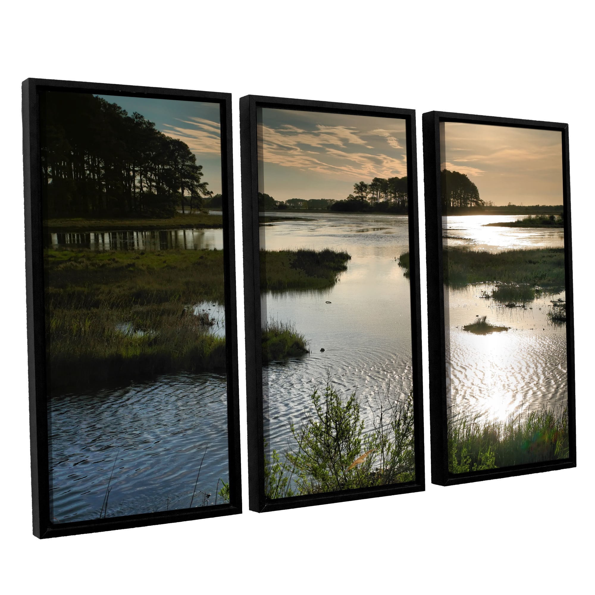 ArtWall Steve Ainsworth "Early Morning On Beach Drive II" 3-Piece Floater-framed Canvas Set