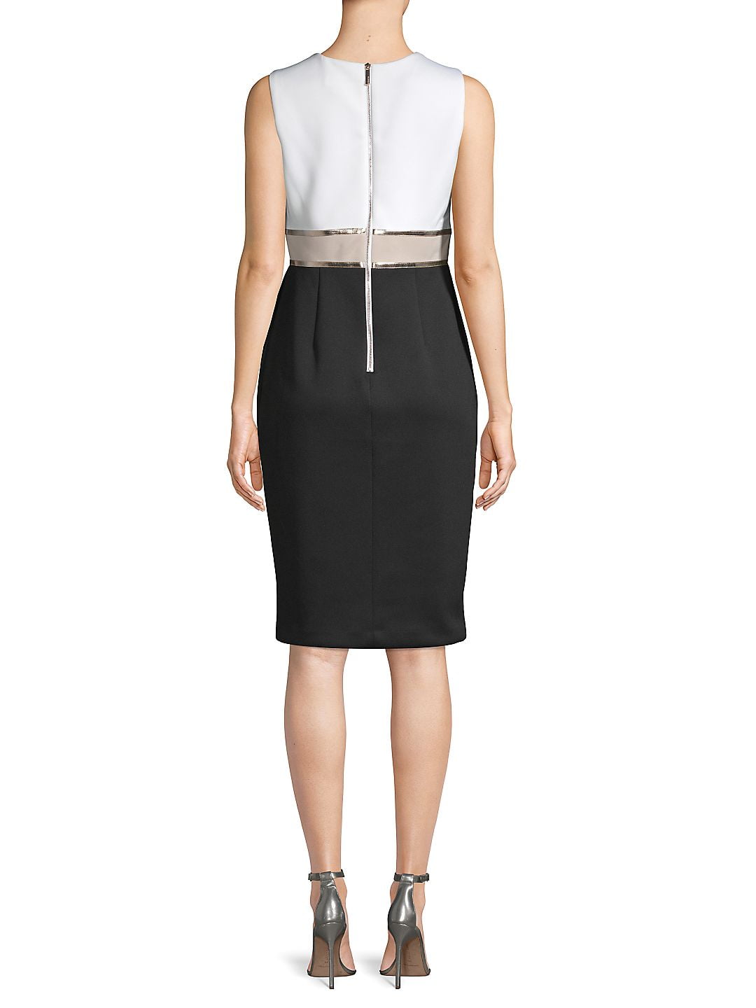 Calvin klein metallic colorblocked sheath dress on sale