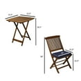 thumbnail image 4 of Outdoor Interiors Eucalyptus Wood 3-Piece Square Foldable Bistro Outdoor Furniture Patio Set, Table and 2 Chairs with Cushions, Blue, 4 of 6