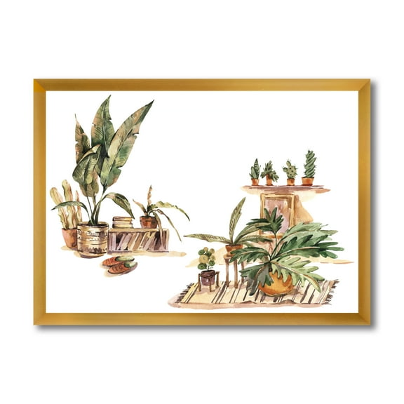 Designart 'Indoor House Plants Urban Jungle in Flowerpots III' Traditional Framed Art Print