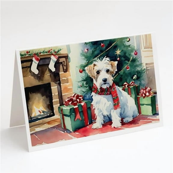 Sealyham Terrier Cozy Christmas Greeting Cards Pack of 8 7 in x 5 in