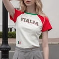 thumbnail image 2 of Bibifish Womens Tshirts Italia Letter Print Slim Fit Y2K Soft Stretchy Short Sleeve Tees Summer Daily Party Streetwear Trendy Outfits, 2 of 5