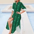 thumbnail image 4 of 2024 Striped Polka Dot Chiffon Dress Green And White Elegant Dresses Woman Long Sleeve Streetwear V Neck Print Big Size Casual Dress, 4 of 7