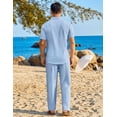 thumbnail image 5 of COOFANDY Mens White Outfit Summer Beach Outfits for Men Casual Short Sleeve Shirts and Pants Sets, 5 of 6