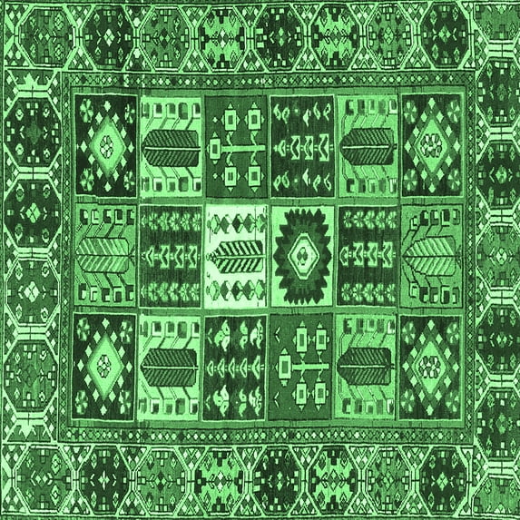 Ahgly Company Indoor Square Persian Emerald Green Traditional Area Rugs, 6' Square