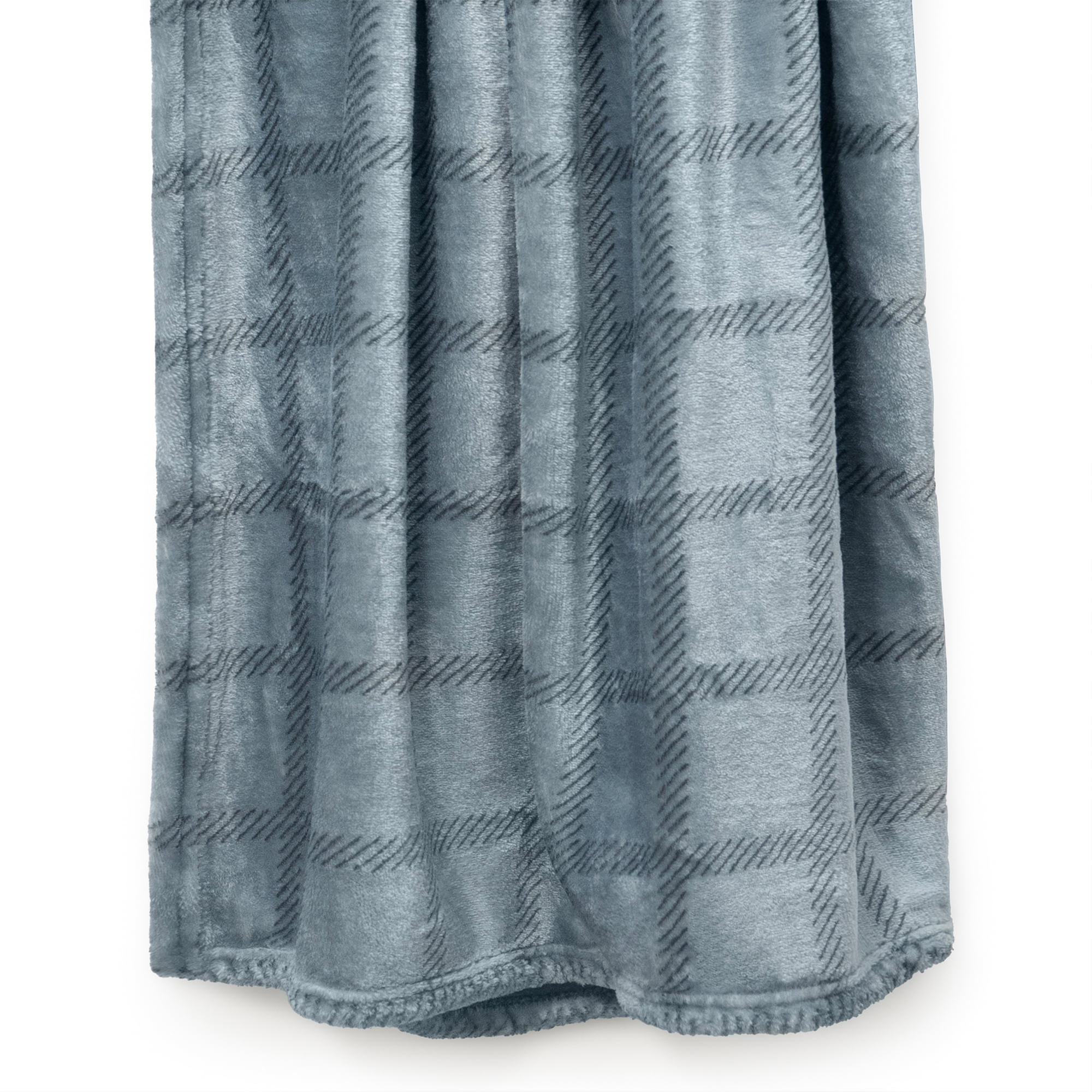 Fleece Throw Blanket - 50x60 Inch - Modern Dash Windowpane Design - Ultra Soft Warmth - Blue