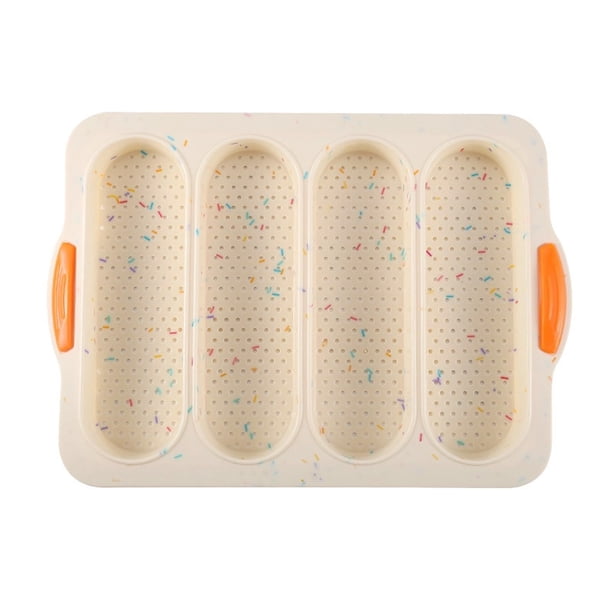 Molde de silicona de 4 cavidades para pan francés antiadherente para hornear. Molde para pan casero. Bandeja de horno flexible (perfecta para pan y pasteles caseros).