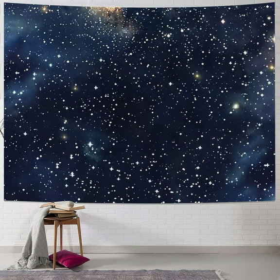 Shiartex Night Sky Stars Tapestry Wall Hanging, Dark Blue Galaxy Universe Space Room Wall Art Tapestries, Starry Sky Cosmic Aesthetic Wall Tapestry for Bedroom Livingroom Office Dorm 40x30inch