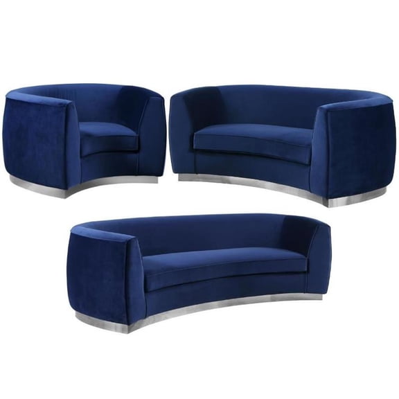 Home Square 3-Piece Set with Accent Chair Contemporary Loveseat and Sofa