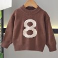 thumbnail image 4 of Blusas y camisas de cuello redondo y manga larga para niños, suéter unisex de invierno de color liso con estilo para la cabeza, top de punto de manga larga, top de poliéster para niños, 4 of 8