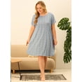 thumbnail image 3 of Unique Bargains Women's Plus Nightgown Pattern Short Sleeve Round Neck Sleepwear, 3 of 6