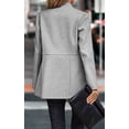 thumbnail image 5 of NAYTOAO Women Stand Collar Open Front Long Sleeve Lined Wool Blend Coat Casual Outerwear, 5 of 6