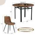 thumbnail image 5 of NYEESS 7-Piece Round Dining Table Set for 6, 42" Modern Wood Grain Kitchen Table with Tea-colored Glass & Storage, 6 Brown Suede Chairs, Heavy-duty Black Metal Legs, 5 of 10