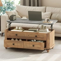 DEXTRUS Rustic Lift Top Coffee Table with Storage & Drawers, Center Table for Living Room, Brown