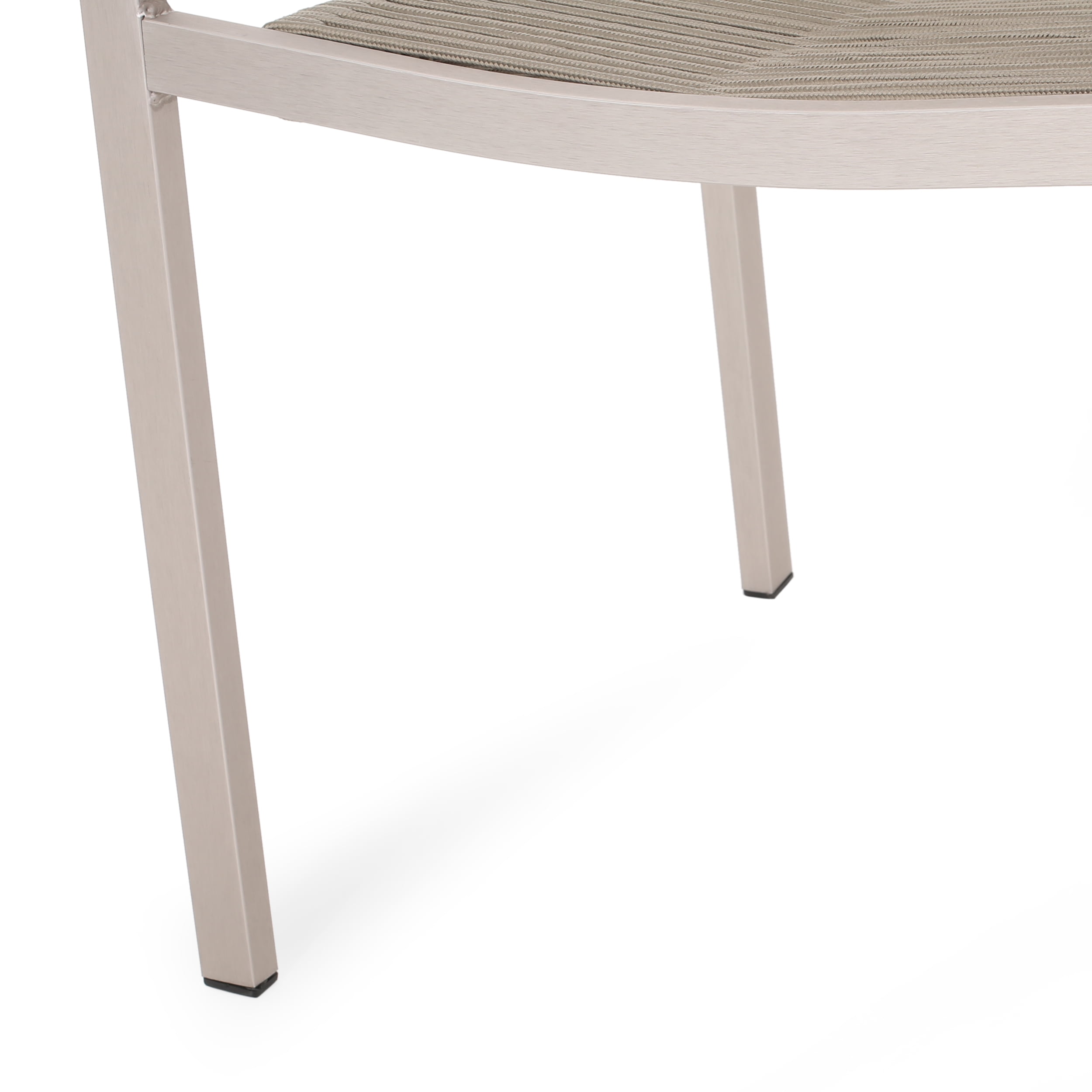 Braxton Outdoor Modern 6 Seater Aluminum Dining Set with Tempered Glass Table Top, Gray, Silver, Taupe