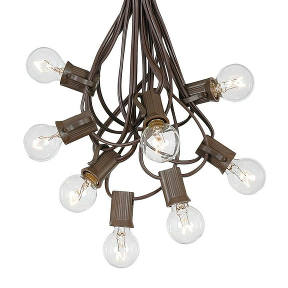 Novelty Lights 25 Feet Clear G30 Globe Outdoor Patio String Lights, Brown Wire