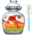 thumbnail image 1 of Tarro de fermentación de vidrio, tarro de pepinillos sellado de gran capacidad, vasija de fermentación tradicional china con tapa de esclusa de aire con sello de agua, tanque de fermentación de vidrio, 1 of 7