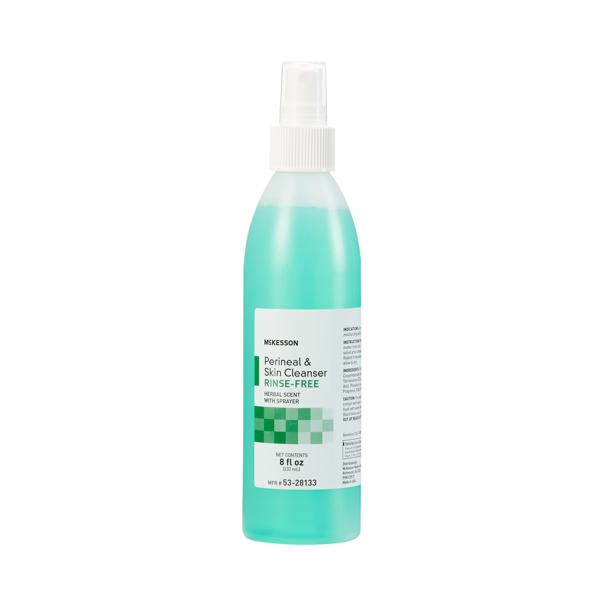 McKesson Rinse-Free Perineal Wash 8 oz. Pump Bottle Herbal Scent Liquid 53-28133, 1Ct