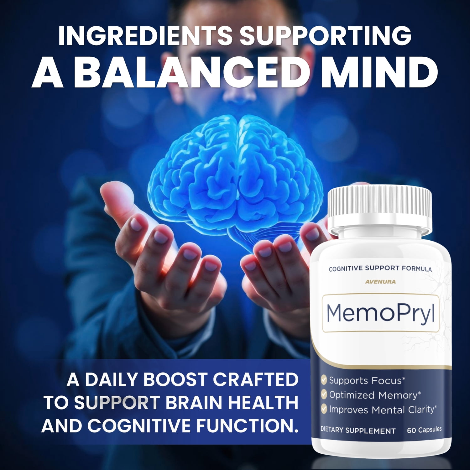 MemoPryl Capsules – Memo Pryl Natural Blend Memory Focus Support Supplement, 2 Pack, 120 Capsules