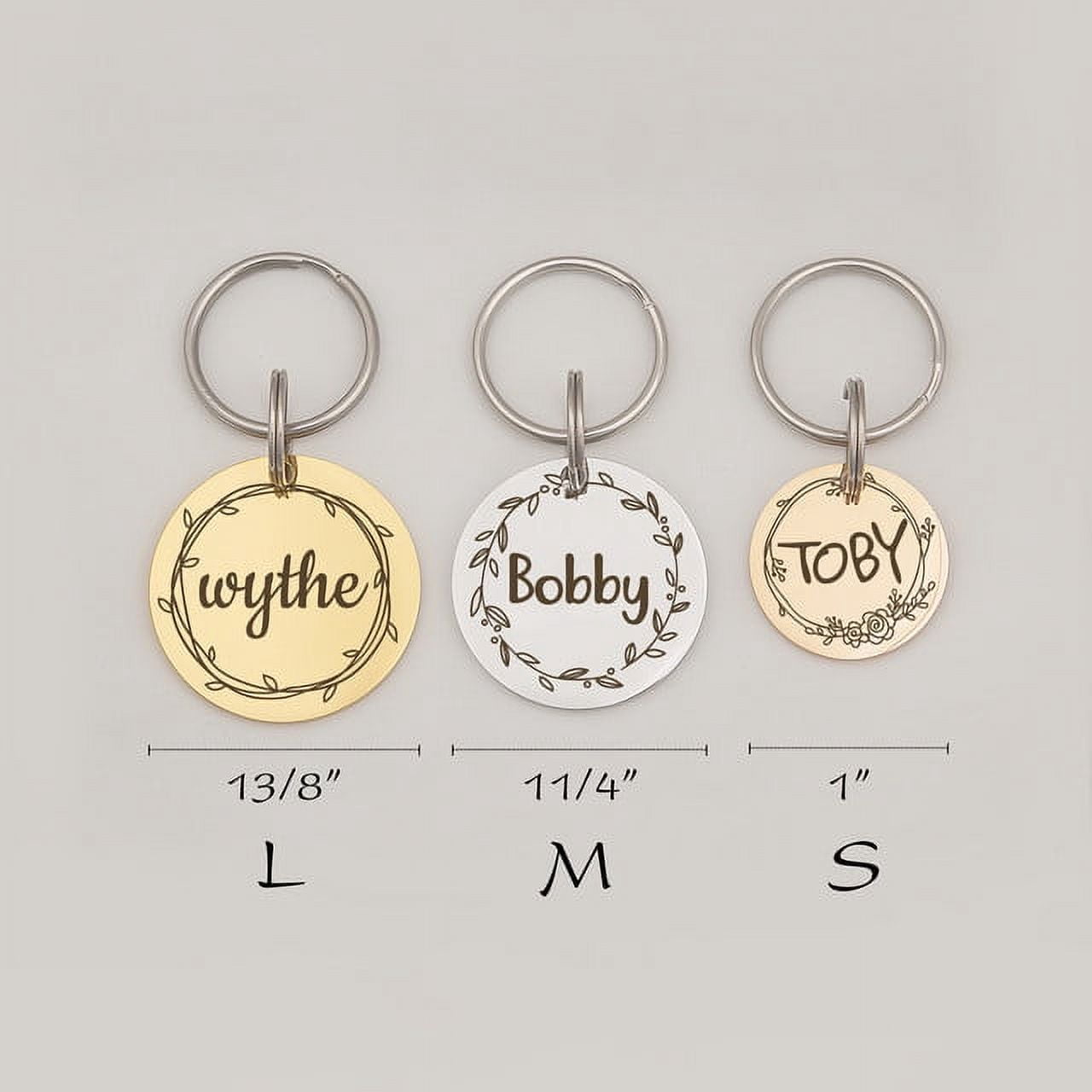 Anavia Stainless Steel Double Sided Round Name - Frame Engraved Dog & Cat ID Tag, Silver, L