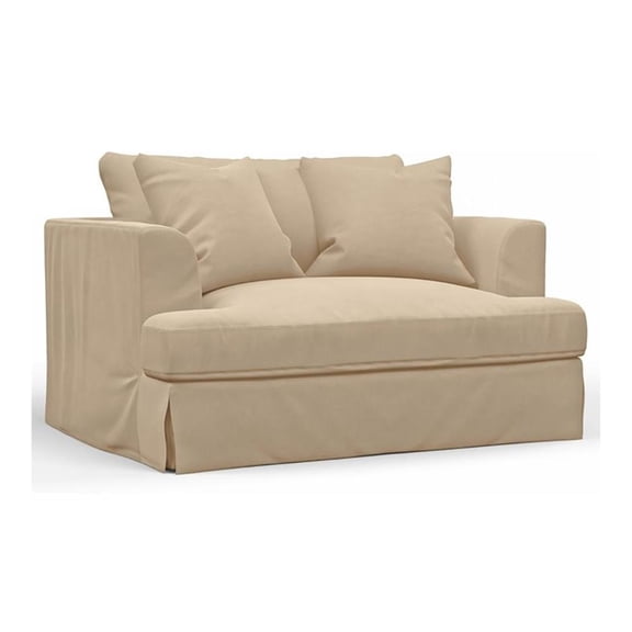 Sunset Trading Newport 52" Fabric Slipcovered Chair and A Half in Tan