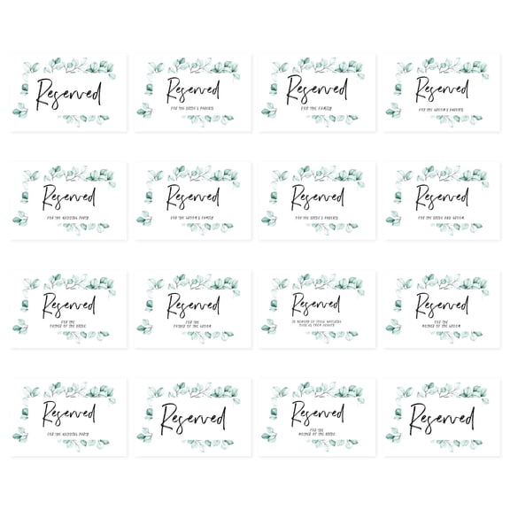 Koyal Wholesale Watercolor Greenery Table Reserved Signs for Wedding Reception, Foldable Table Tent Cards, 16-Pack