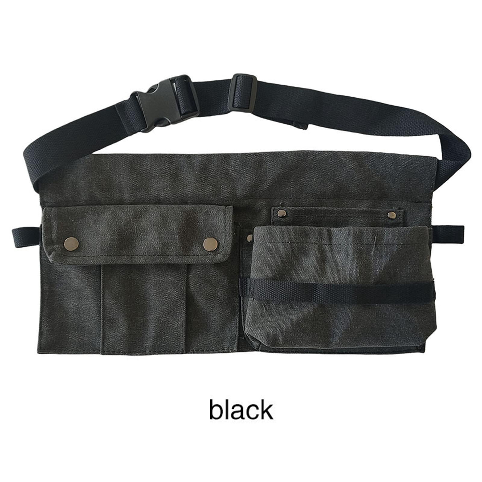simhoa Tool Waist Bag Portable Tool Bag Large Capacity Canvas Waist Pocket Belt Waist Bag Tools Organizer for Electricians Builders Black