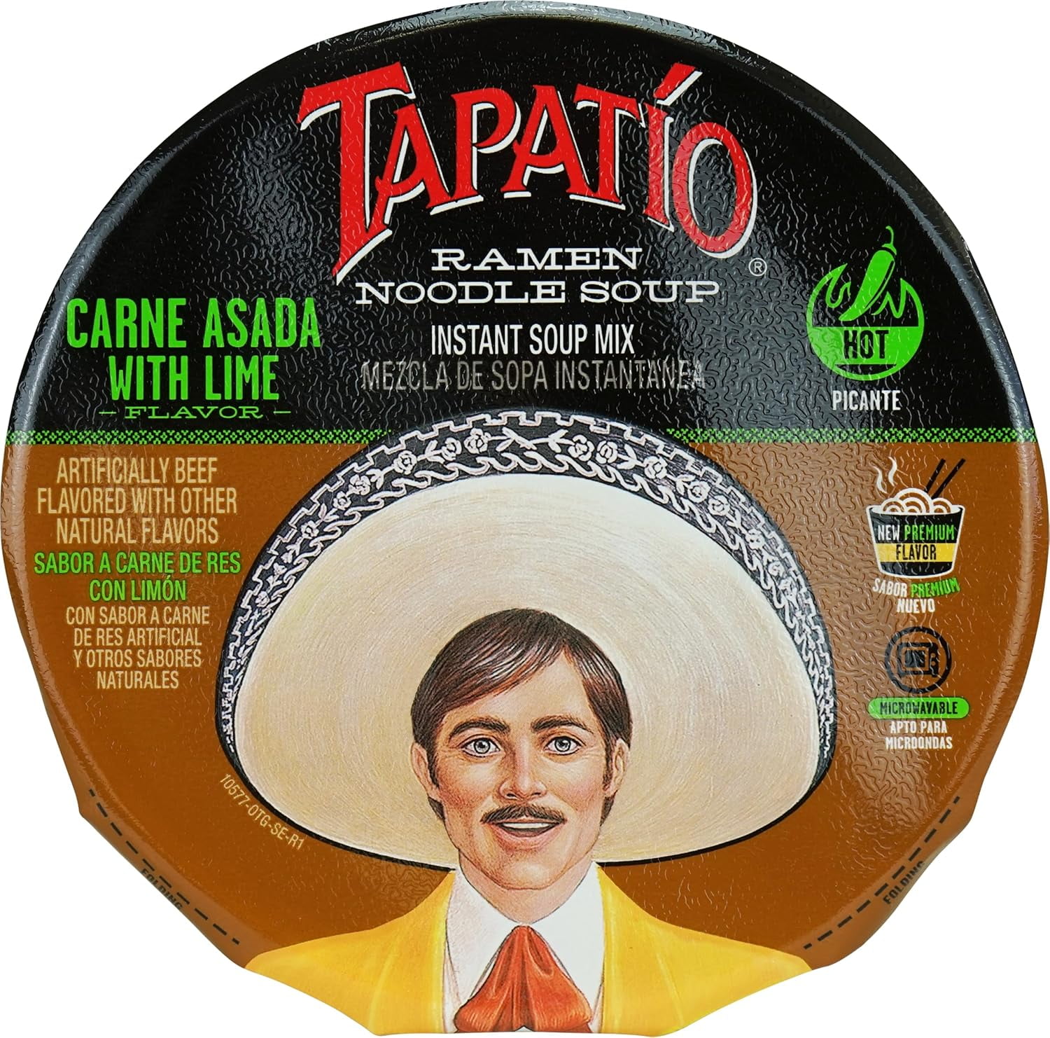 Tapatio Ramen Noodle Soup - Big Bowl Carne Asada with Lime Flavor, 3.88 Oz (Pack of 6) | Spicy Instant Ramen | Microwave Ready