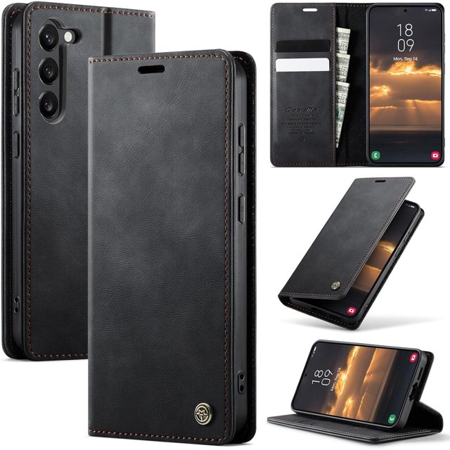 Funda tipo cartera para Samsung Galaxy S23 Plus, de piel, con tarjetero, soporte, cierre magnético y protección RFID de TPU a prueba de golpes, compatible con el S23 Plus