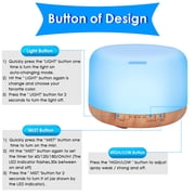 500ML Essential Oil Diffuser - Cool Mist Humidifier, 7-Color LED for Home（Shallow wood grain background）