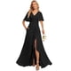 thumbnail image 1 of Vestido de dama de honor Deamify 2025 para mujer, mangas onduladas, negro, 1 of 7