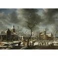 thumbnail image 3 of Abraham Beerstraaten 24x18 Black Modern Framed Museum Art Print Titled - Landscape with Ice-Skaters, 3 of 5