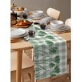 thumbnail image 6 of Green Flower Table Runner Cotton Linen 108 Inch Holiday Dresser Scarves, Elegant Plaid Floral Lattice Botanical Tablerunner for Kitchen Coffee Dining Bedroom Dinner Scarf Décor 13''x108'', 6 of 9