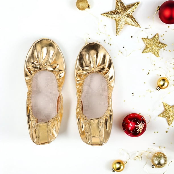 CRILSTYLEO 1Par Zapatillas Doradas Para Ballet Y Danza Con Suela Flexible Y