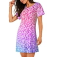 thumbnail image 2 of Vsdgher Chemise de Nuit à Manches Courtes pour Femmes, Motif Paillettes Colorées, Col Rond, Mignonne, Confortable, 2 of 6