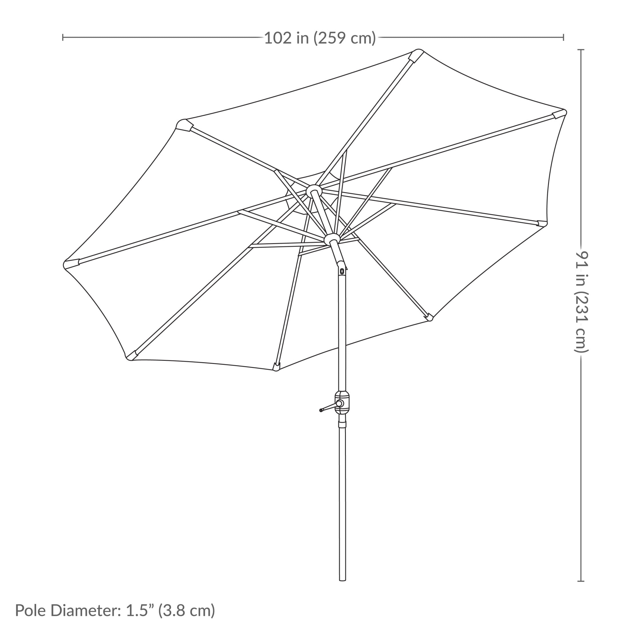 Sunnydaze 8.5 ft Outdoor Patio Umbrella with Push Button Tilt and Crank - Faux Woodgrain Finish - Large Vented Market Umbrella - Navy Blue