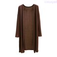 thumbnail image 2 of Lixiuxyad Lightweight Cardigan For Women, Long Sleeve Open Front Cover Up Soft Loose Knit Sweater,Brown, 2 of 5