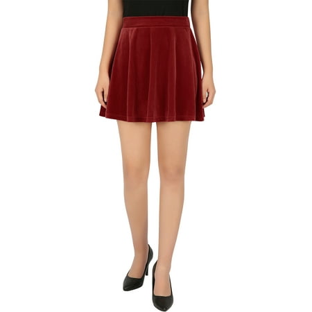 Adult Circle Skirt - HDE Women's Vintage Velvet Flared Pleated A-Line Circle Mini Skater Skirt